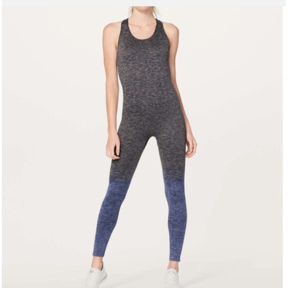 Lululemon Ebb to Street Tight Unitard Women 6 Gray Blue Ombre Sleeveless Yoga